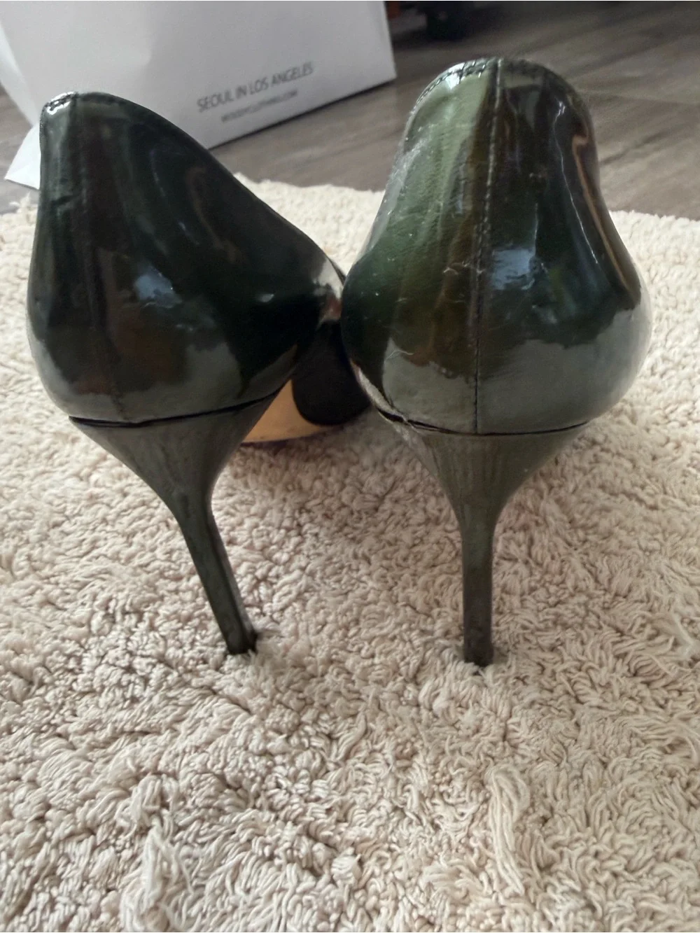 Manolo Blahnik Dark Green Patent Pointed-Toe Pumps